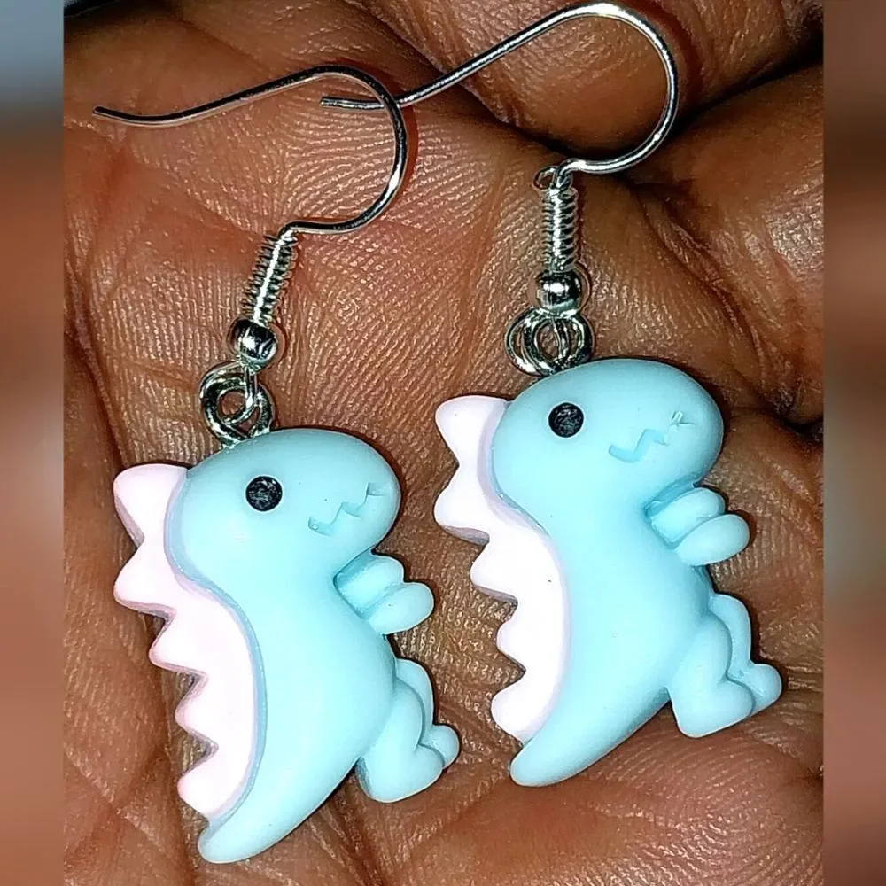 Super cute retro kids dinosaur earrings